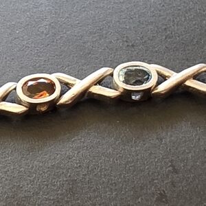 Sterling silver multi gemstone X bracelet